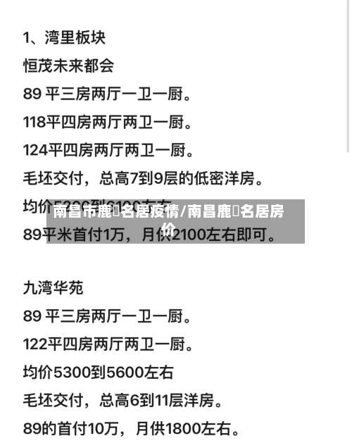 南昌市鹿璟名居疫情/南昌鹿璟名居房价