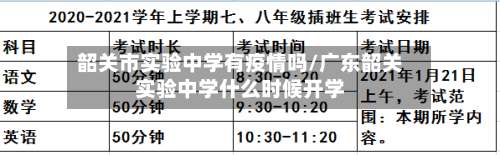 韶关市实验中学有疫情吗/广东韶关实验中学什么时候开学
