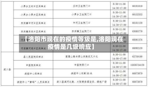 【洛阳市现在的疫情等级是,洛阳现在疫情是几级响应】