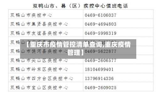 【重庆市疫情管控清单查询,重庆疫情管理】