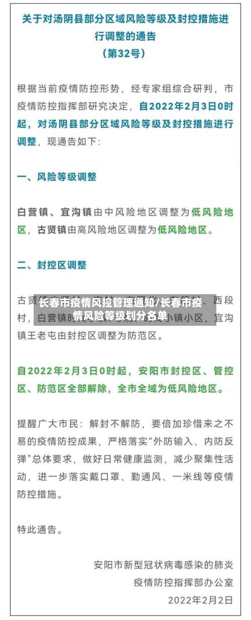 长春市疫情风控管理通知/长春市疫情风险等级划分名单-第2张图片