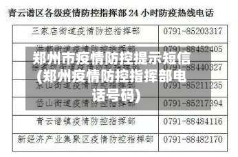 郑州市疫情防控提示短信(郑州疫情防控指挥部电话号码)-第2张图片
