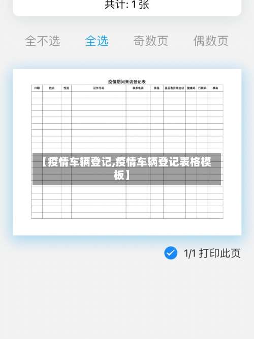 【疫情车辆登记,疫情车辆登记表格模板】