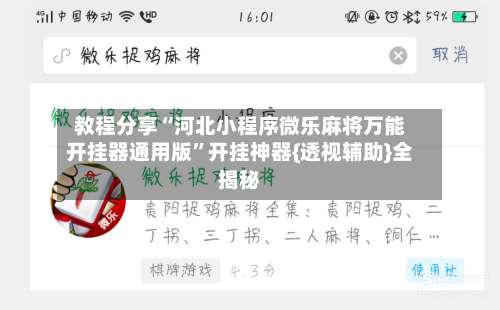 教程分享“河北小程序微乐麻将万能开挂器通用版”开挂神器{透视辅助}全揭秘-第2张图片