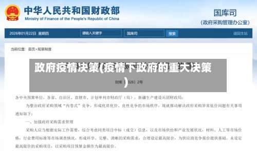 政府疫情决策(疫情下政府的重大决策)