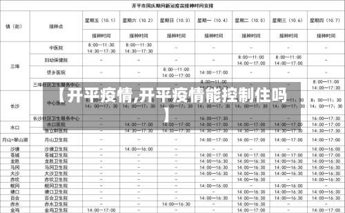 【开平疫情,开平疫情能控制住吗】