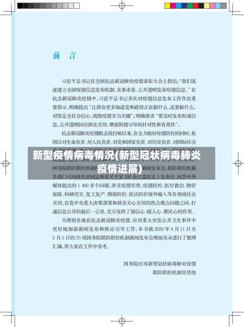 新型疫情病毒情况(新型冠状病毒肺炎疫情进展)